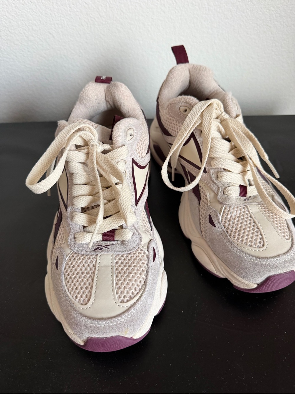 Reebok Cream and Plum Women's Chunky Sneakers